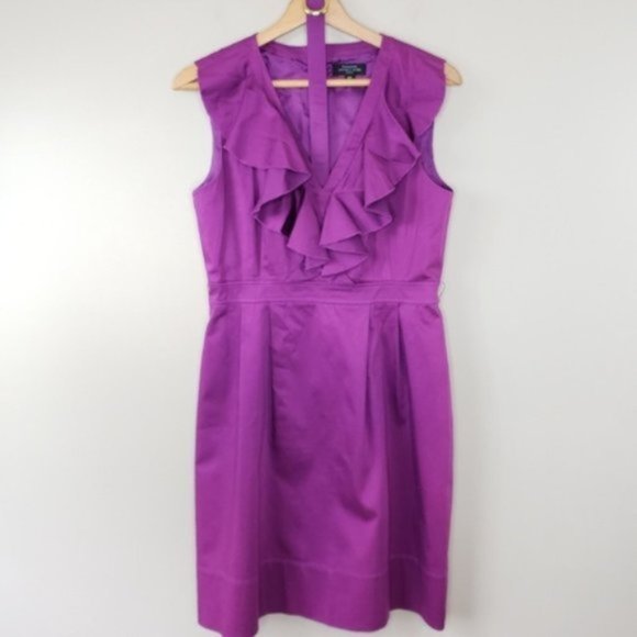 Tahari Dresses & Skirts - Tahari | 10P Petite Purple Ruffle Belted Sheath Dress